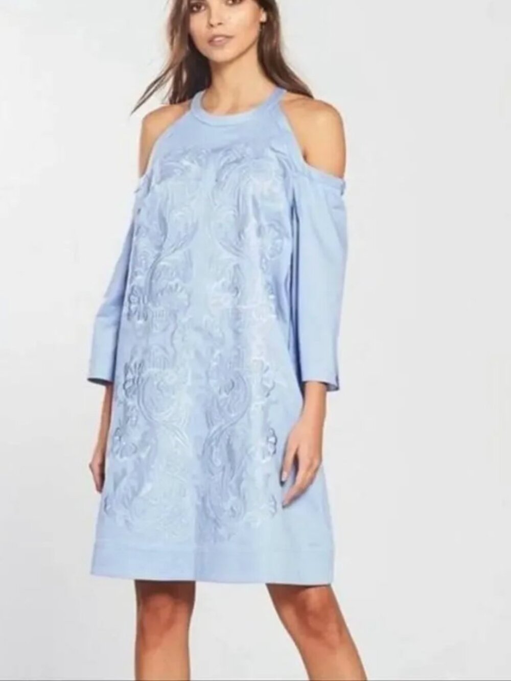 Ted Baker London Blue Jettas Cut Out Cold Shoulder Dress Size 4